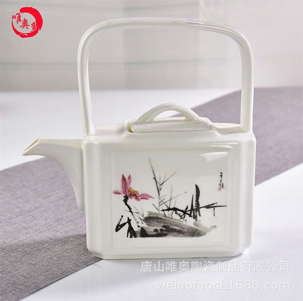 骨瓷中式茶壶茶杯6件套 可定制礼品logo