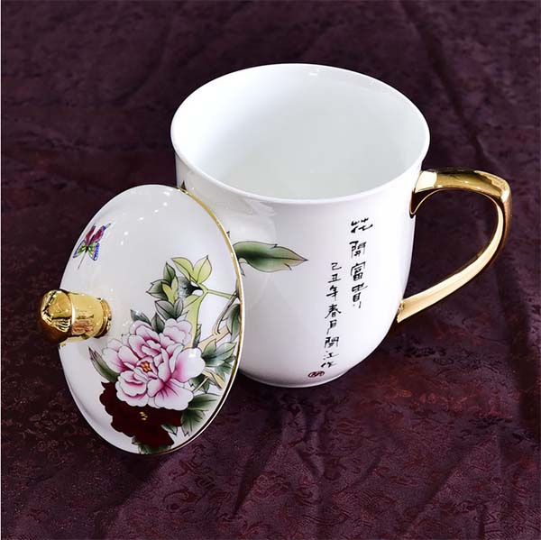 定制创意陶瓷水杯 大容量办公骨瓷盖杯