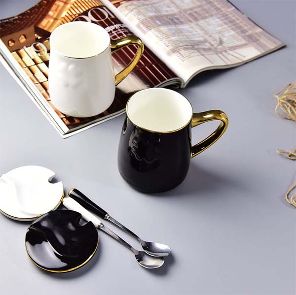 情侣骨瓷盖杯 定制创意陶瓷下午茶水杯