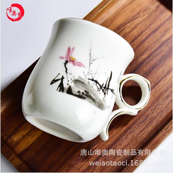 陶瓷茶漏盖杯 创意办公骨瓷茶水杯三件套