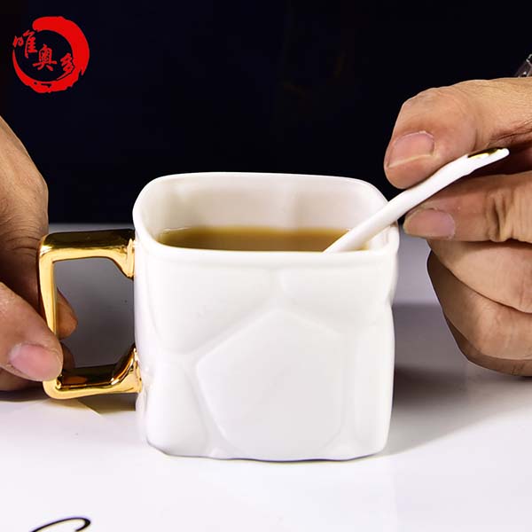 批发定制水立方骨瓷咖啡杯
