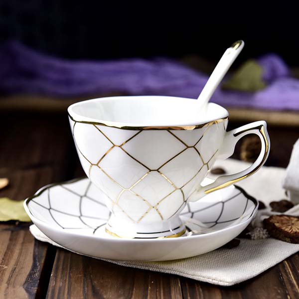 金边英式骨瓷咖啡杯碟